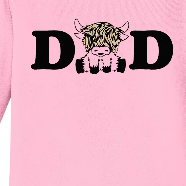 Highland Cow Dad Baby Long Sleeve Bodysuit