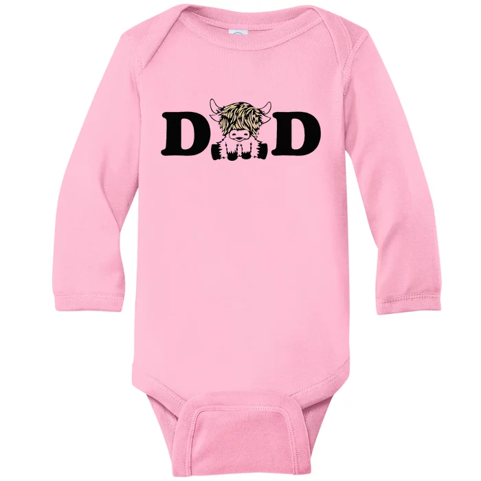 Highland Cow Dad Baby Long Sleeve Bodysuit