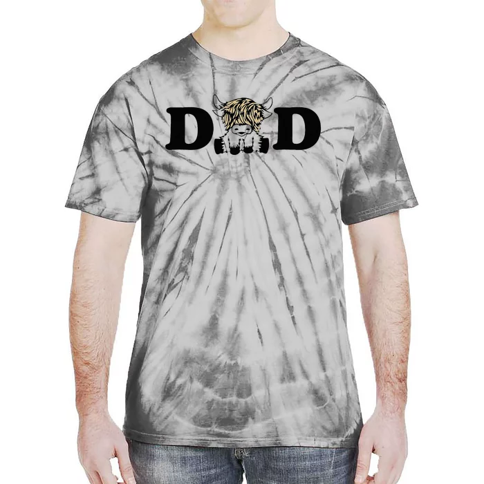 Highland Cow Dad Tie-Dye T-Shirt