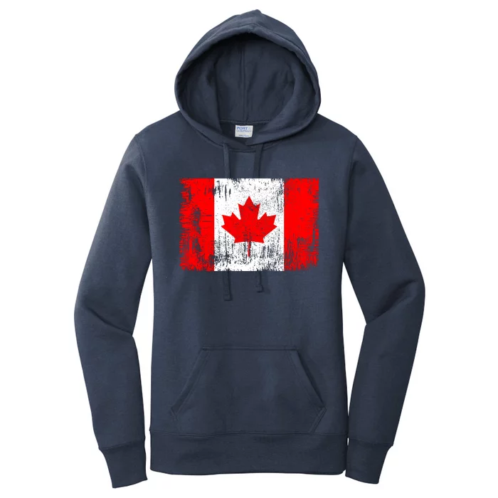 Happy Canada Day Distressed Canada Flag Women's Pullover Hoodie