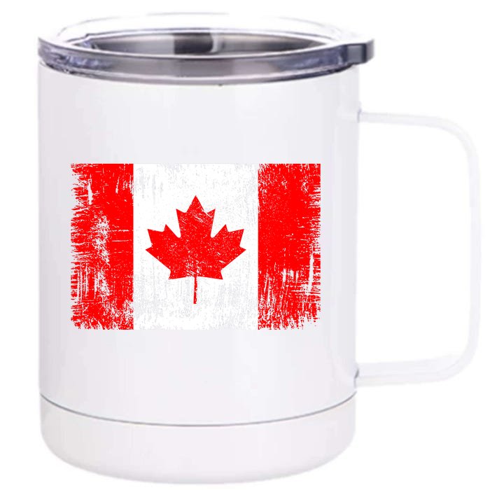 Happy Canada Day Distressed Canada Flag Front & Back 12oz Stainless Steel Tumbler Cup