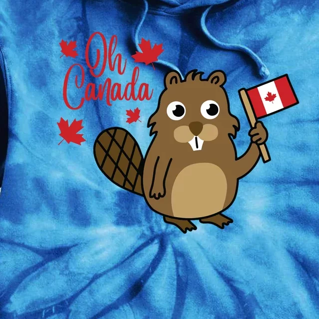 Happy Canada Day Funny Canadian Groundhog Flag Tie Dye Hoodie