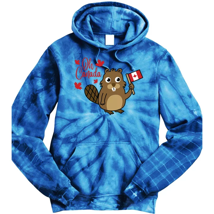 Happy Canada Day Funny Canadian Groundhog Flag Tie Dye Hoodie