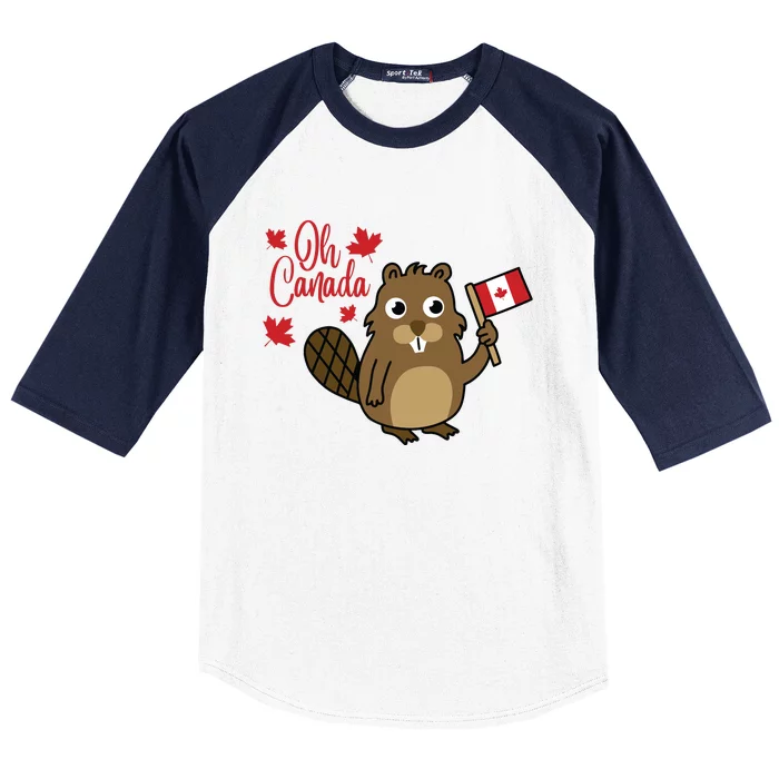 Happy Canada Day Funny Canadian Groundhog Flag Baseball Sleeve Shirt