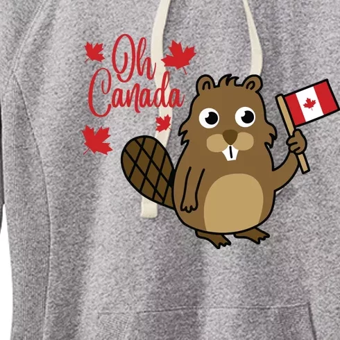 Happy Canada Day Funny Canadian Groundhog Flag Women's Fleece Hoodie