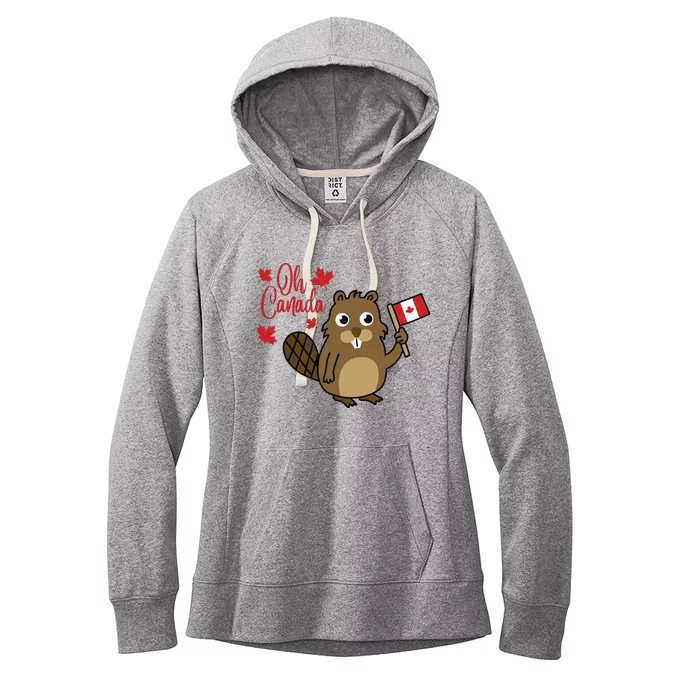 Happy Canada Day Funny Canadian Groundhog Flag Women's Fleece Hoodie