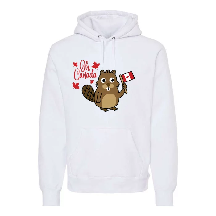 Happy Canada Day Funny Canadian Groundhog Flag Premium Hoodie