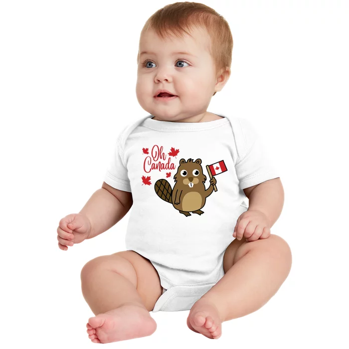 Happy Canada Day Funny Canadian Groundhog Flag Baby Bodysuit