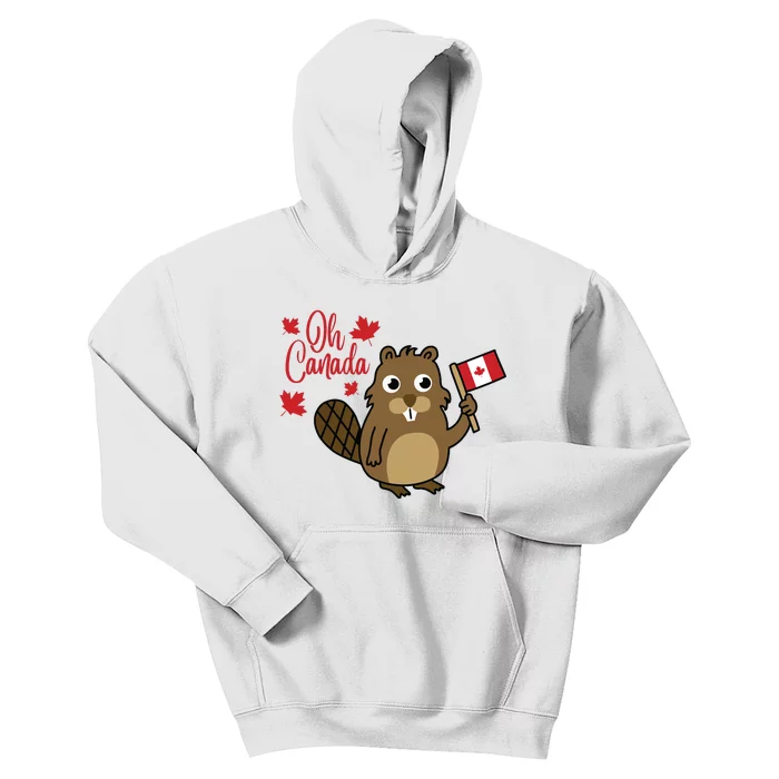 Happy Canada Day Funny Canadian Groundhog Flag Kids Hoodie