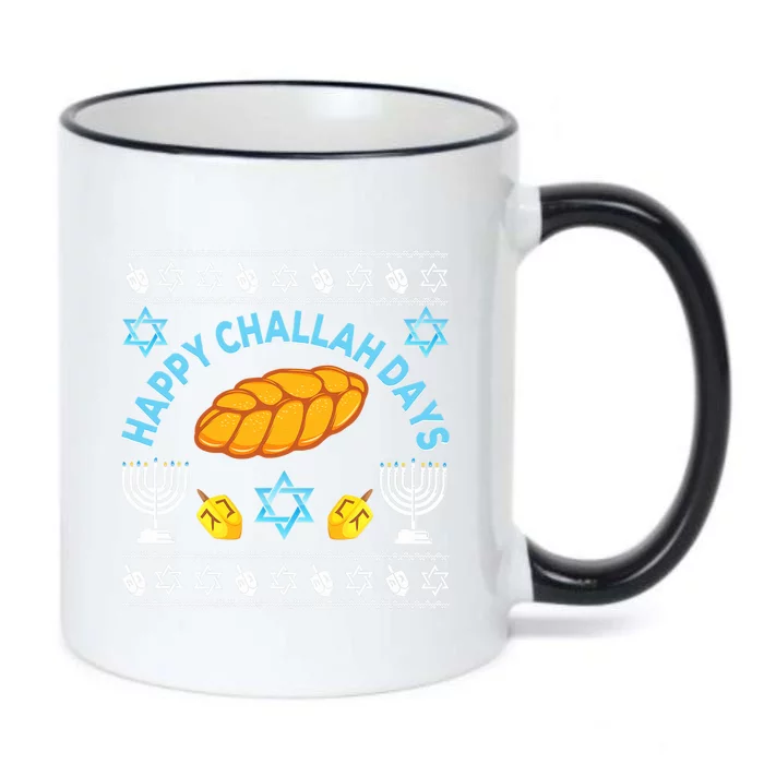 Happy Challah Days Funny Hanukkah Jewish Ugly Christmas Black Color Changing Mug