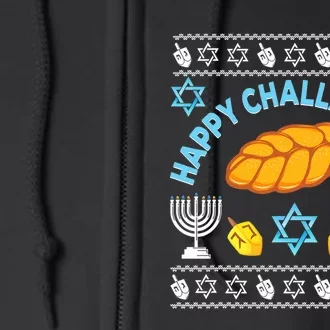 Happy Challah Days Funny Hanukkah Jewish Ugly Christmas Full Zip Hoodie