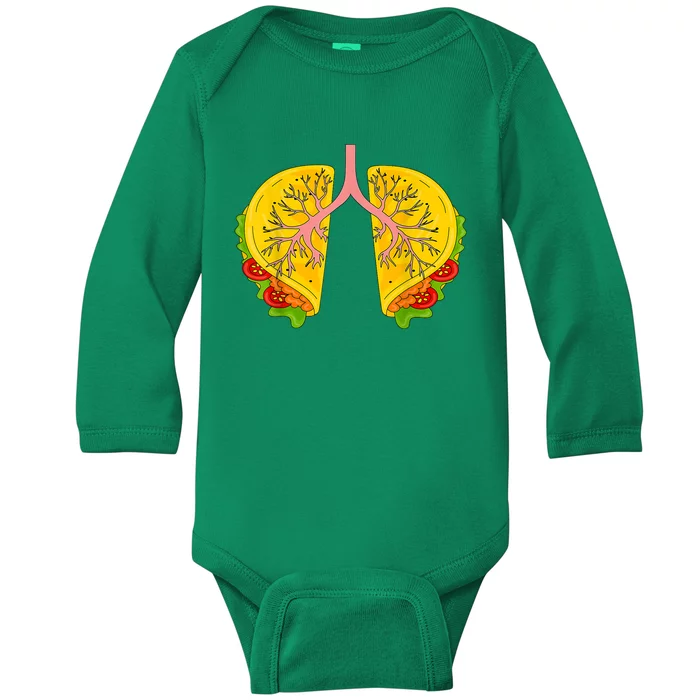 Happy Cinco De Mayo Taco Lungs Respiratory Therapist RT Baby Long Sleeve Bodysuit