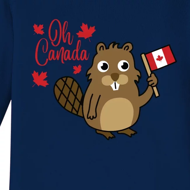 Happy Canada Day Shirts Funny Canadian Groundhog Flag Baby Long Sleeve Bodysuit