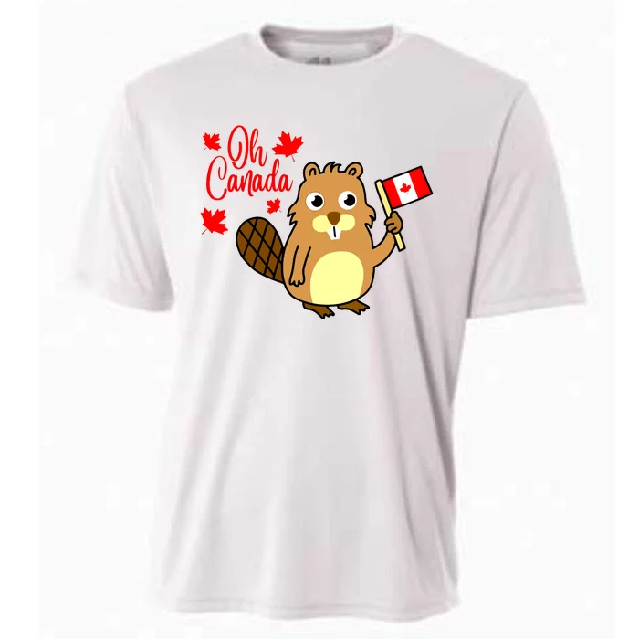 Happy Canada Day Funny Canadian Groundhog Flag Vneck Cooling Performance Crew T-Shirt