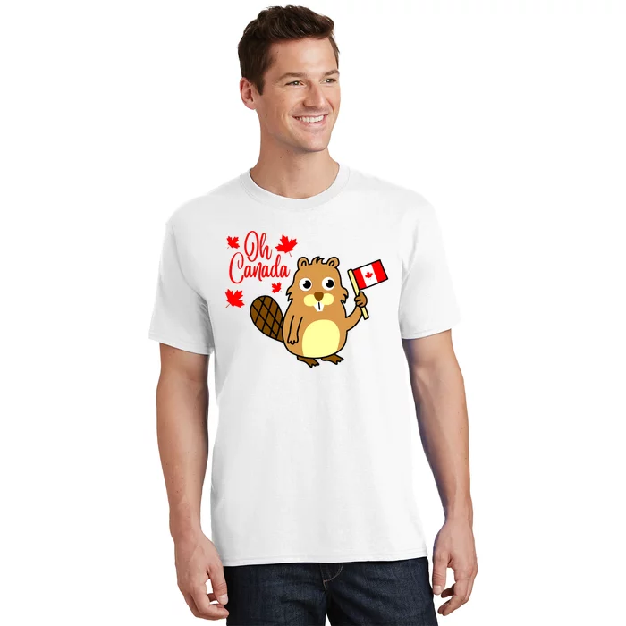 Happy Canada Day Funny Canadian Groundhog Flag Vneck T-Shirt