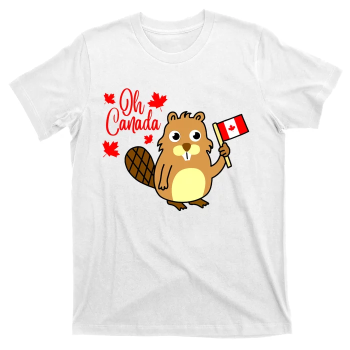 Happy Canada Day Funny Canadian Groundhog Flag Vneck T-Shirt