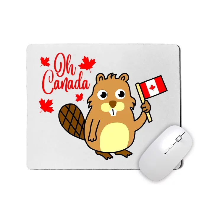 Happy Canada Day Funny Canadian Groundhog Flag Vneck Mousepad