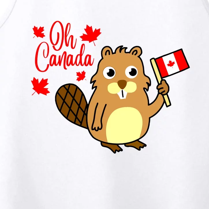 Happy Canada Day Funny Canadian Groundhog Flag Vneck Performance Tank