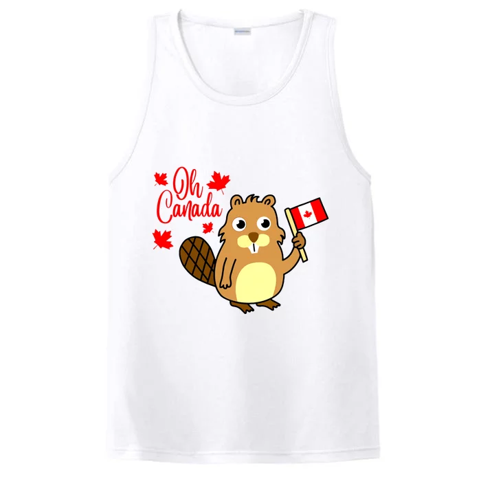 Happy Canada Day Funny Canadian Groundhog Flag Vneck Performance Tank