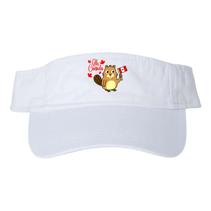 Happy Canada Day Funny Canadian Groundhog Flag Vneck Valucap Bio-Washed Visor