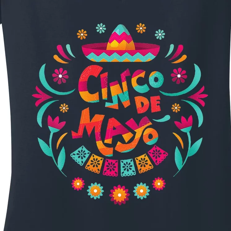 Happy Cinco De Mayo Mexican Fiesta 5 De Mayo Mexico Party Women's V-Neck T-Shirt