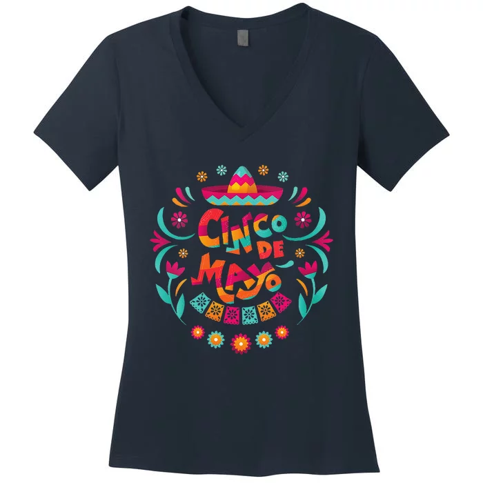 Happy Cinco De Mayo Mexican Fiesta 5 De Mayo Mexico Party Women's V-Neck T-Shirt