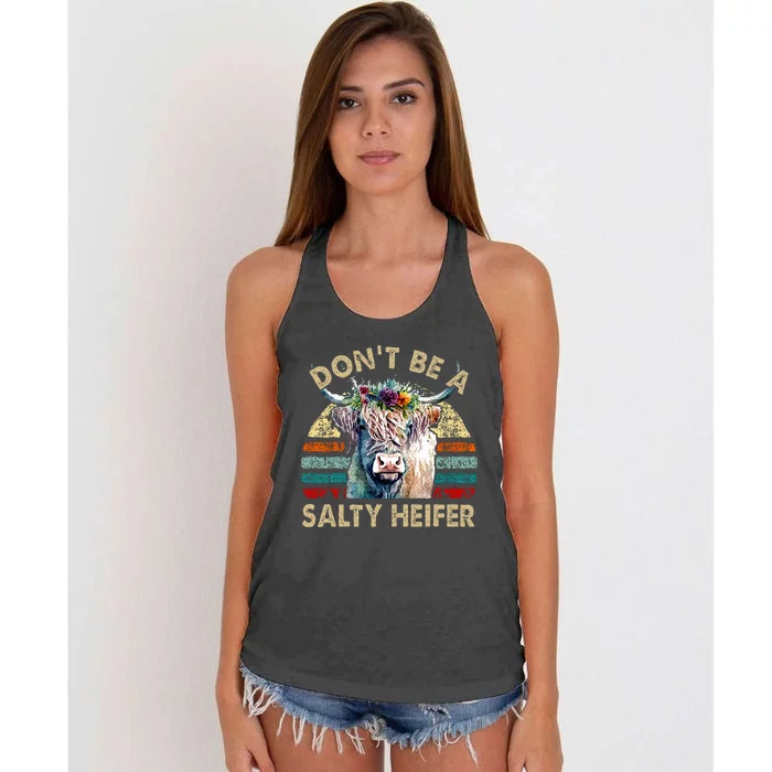 Highland Cowshirt Dont Be Salty Heifer Women's Knotted Racerback Tank