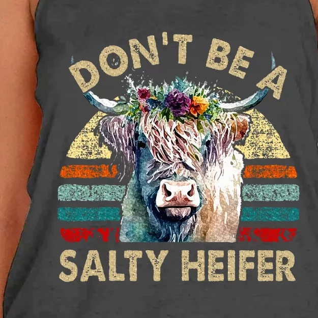 Highland Cowshirt Dont Be Salty Heifer Women's Knotted Racerback Tank