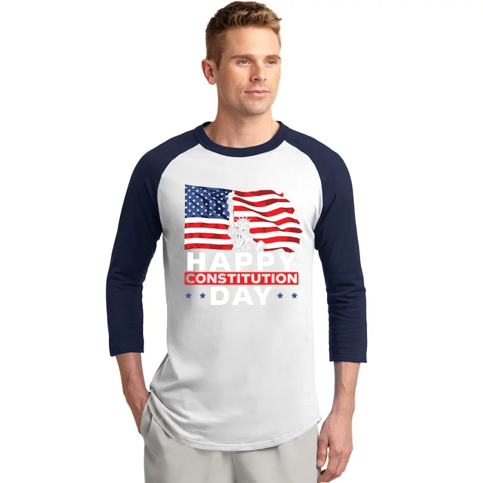 Happy Constitution Day New American USA Flag America Baseball Sleeve Shirt