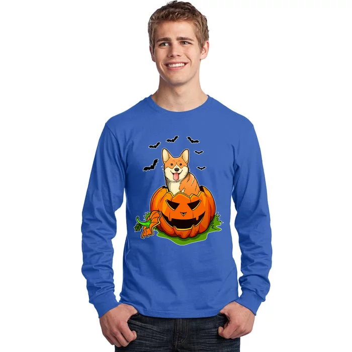 Halloween Corgi Dog Lovers Pumpkin Grunge Jack O Lantern Cute Gift Tall Long Sleeve T-Shirt