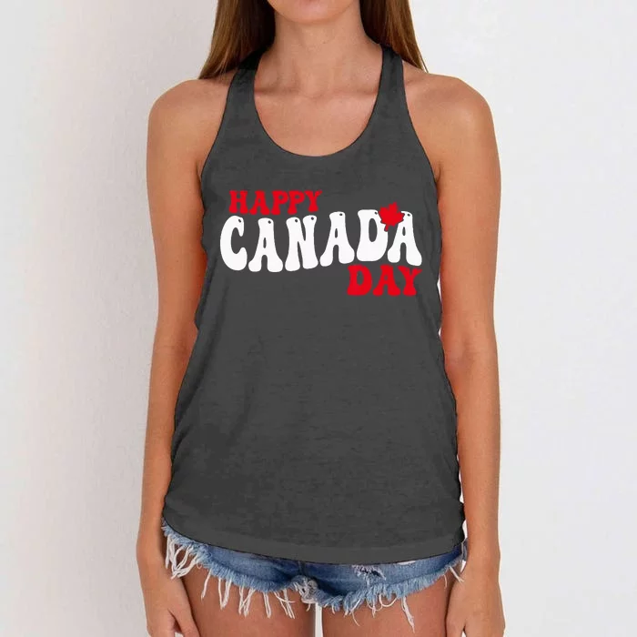 Happy Canada Day Maple Canadian Canada Pride Flag Patriotic Women's Knotted Racerback Tank