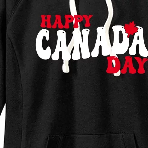 Happy Canada Day Maple Canadian Canada Pride Flag Patriotic Women's Fleece Hoodie