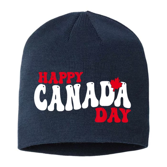 Happy Canada Day Maple Canadian Canada Pride Flag Patriotic 8 1/2in Sustainable Knit Beanie