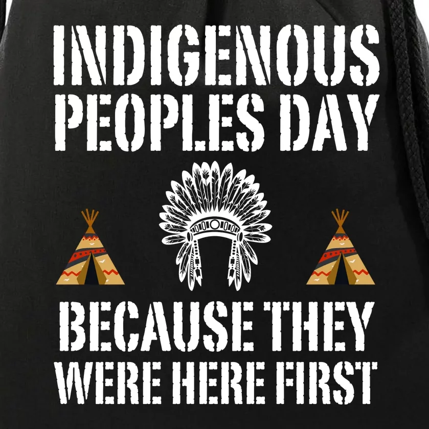 Happy Columbus Day Indigenous People Day Anti Columbus Drawstring Bag