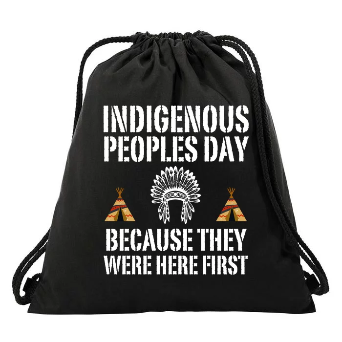 Happy Columbus Day Indigenous People Day Anti Columbus Drawstring Bag