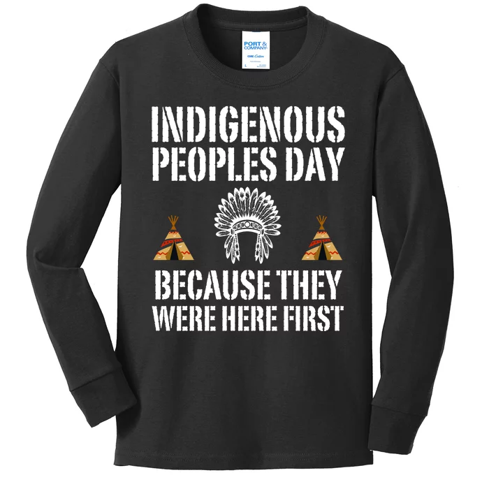 Happy Columbus Day Indigenous People Day Anti Columbus Kids Long Sleeve Shirt