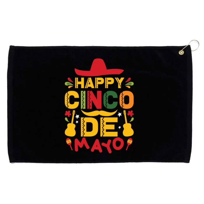 Happy Cinco De Mayo Celebration Graphic Grommeted Golf Towel