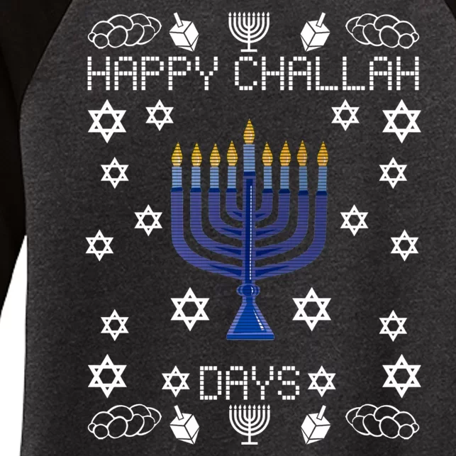 Happy Challah Days Funny Hanukkah Women's Tri-Blend 3/4-Sleeve Raglan Shirt