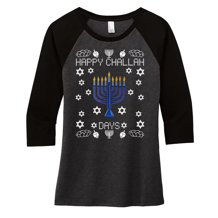 Happy Challah Days Funny Hanukkah Women's Tri-Blend 3/4-Sleeve Raglan Shirt