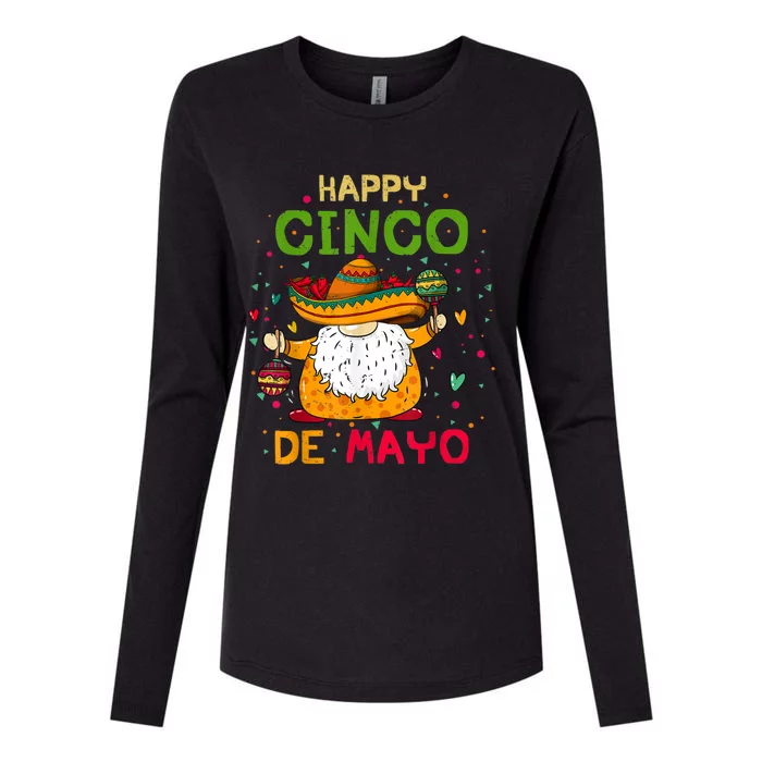 Happy Cinco De Mayo With Mexican Gnome Cinco De Mayo Womens Cotton Relaxed Long Sleeve T-Shirt