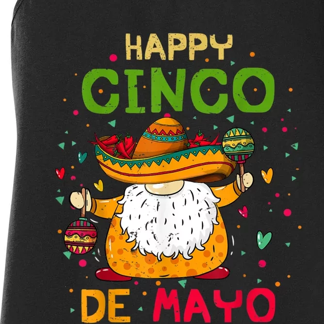 Happy Cinco De Mayo With Mexican Gnome Cinco De Mayo Women's Racerback Tank