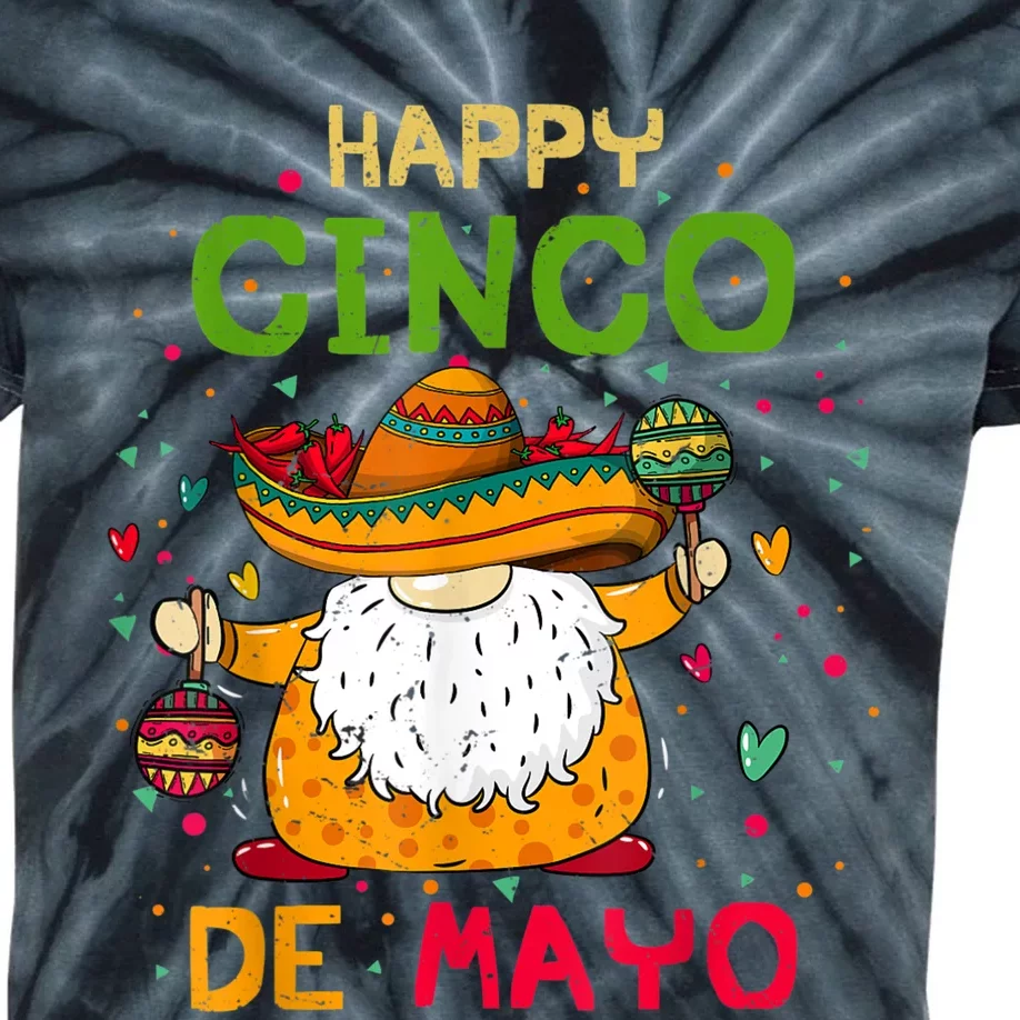 Happy Cinco De Mayo With Mexican Gnome Cinco De Mayo Kids Tie-Dye T-Shirt