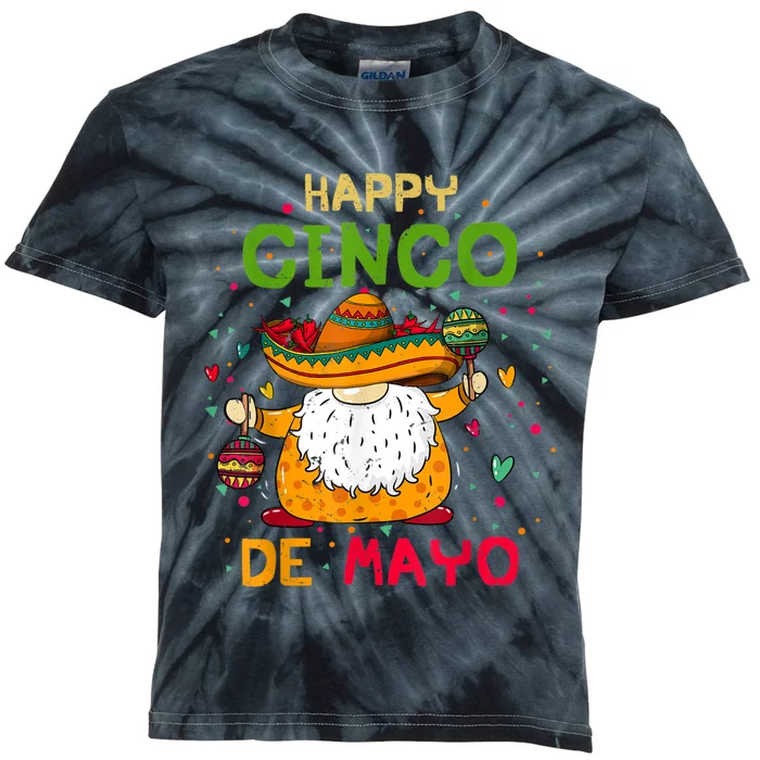 Happy Cinco De Mayo With Mexican Gnome Cinco De Mayo Kids Tie-Dye T-Shirt