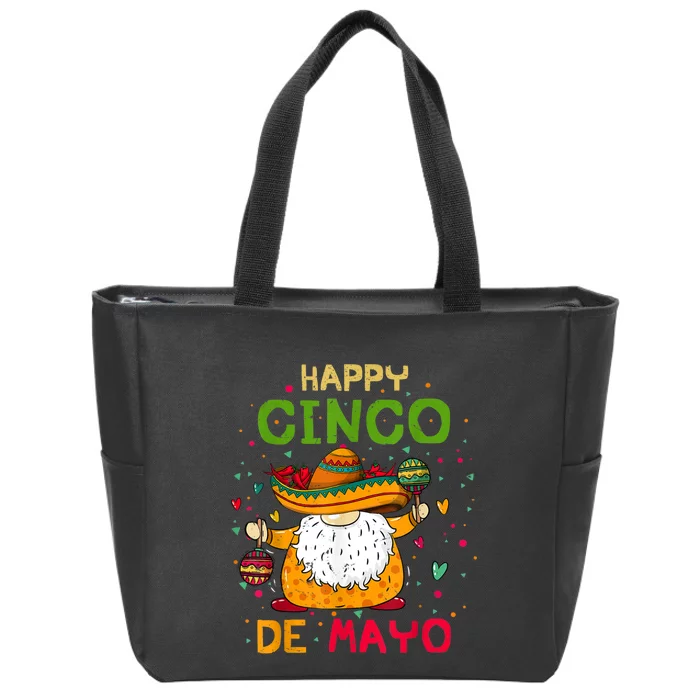 Happy Cinco De Mayo With Mexican Gnome Cinco De Mayo Zip Tote Bag