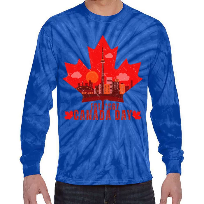 Happy Canada Day Cool Design Canada Maple Tie-Dye Long Sleeve Shirt