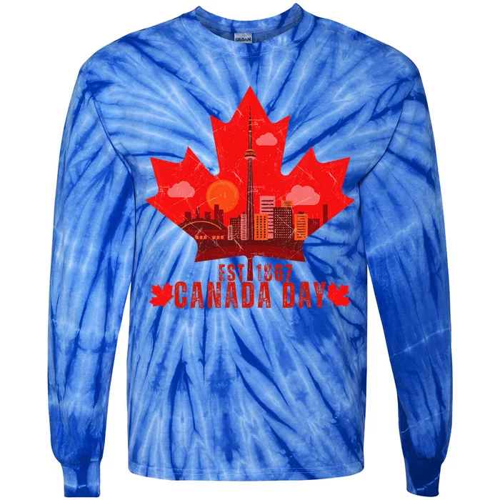 Happy Canada Day Cool Design Canada Maple Tie-Dye Long Sleeve Shirt