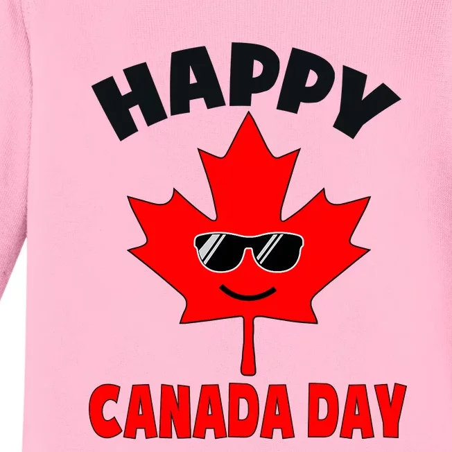 Happy Canada Day Funny Maple Leaf Canada Day Baby Long Sleeve Bodysuit