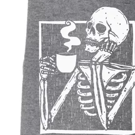 Halloween Coffee Drinking Skeleton Skull Doggie 3-End Fleece Hoodie