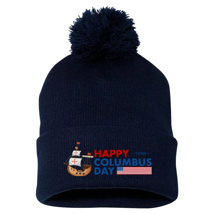 Happy Columbus Day 1492 Pom Pom 12in Knit Beanie