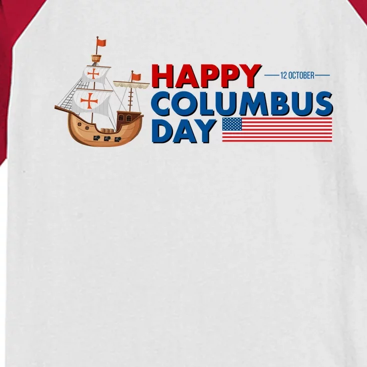 Happy Columbus Day 1492 Kids Colorblock Raglan Jersey